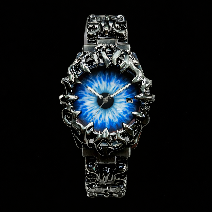 Crimson Eclipse – Gothic Abyss Blue Dial Metal Watch
