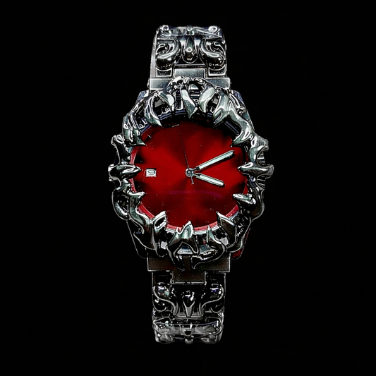Crimson Eclipse – Gothic Red Dial Metal Watch