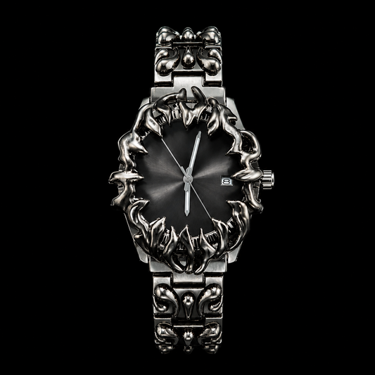 Crimson Eclipse – Gothic Raven Black Dial Metal Watch