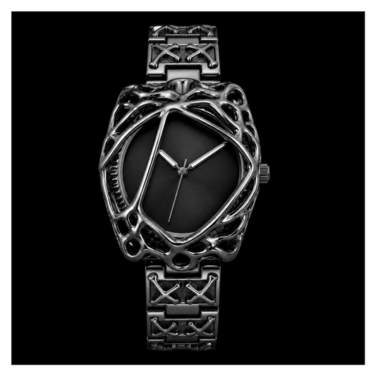 Crimson Eclipse Spider Cage Black Dial Stainless Steel Designer Wrist