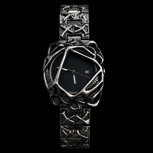 Crimson Eclipse Spider Cage Black Dial Stainless Steel Designer Wrist
