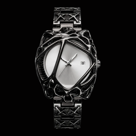Crimson Eclipse Spider Cage White Dial Stainless Steel Designer Wrist