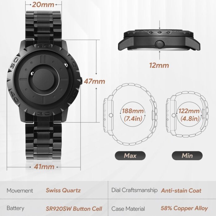 Magneto Metal Black Watch - Image 4