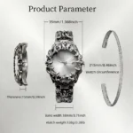 Crimson Eclipse – Gothic Pearl White Dial Metal Watch - Image 3