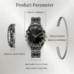 Crimson Eclipse – Gothic Raven Black Dial Metal Watch - Image 4